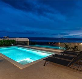 5 bedroom beachfront villa with heated pool near Omis, sleeps 9